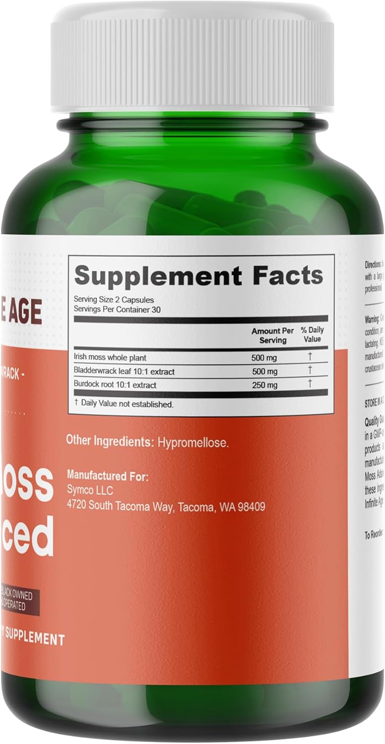 INFINITE AGE 1250mg Sea Moss Advanced Superfood Capsules, 60 Count
