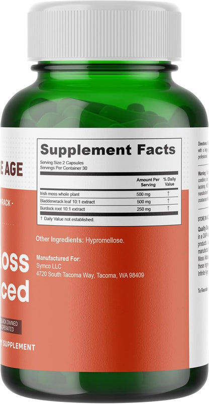 INFINITE AGE 1250mg Sea Moss Advanced Superfood Capsules, 60 Count