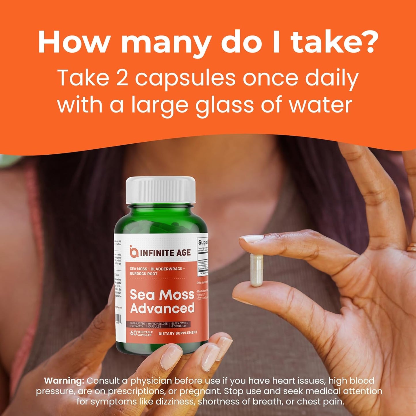 INFINITE AGE 1250mg Sea Moss Advanced Superfood Capsules, 60 Count